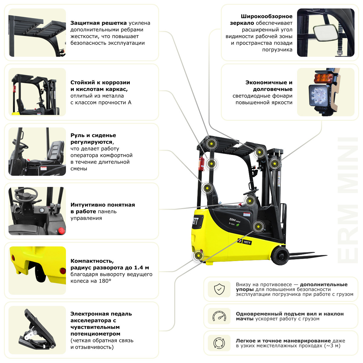 Электрический мини-погрузчик YETT ERM10 mini li-ion M350 - 7