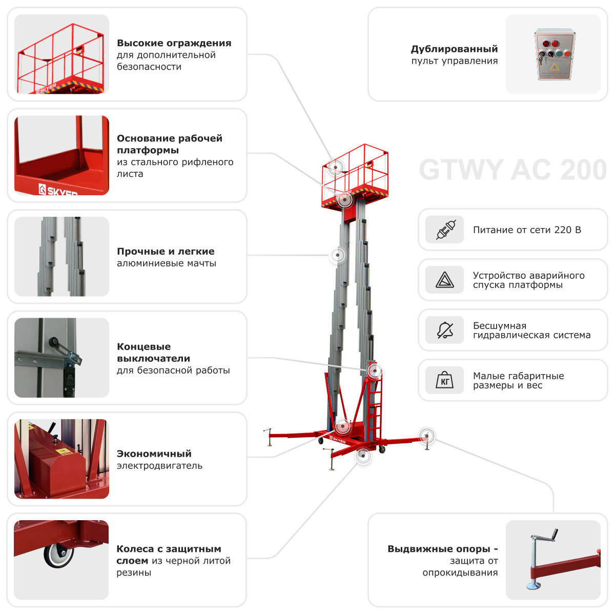 8 - Двухмачтовый подъемник SKYER GTWY6-200