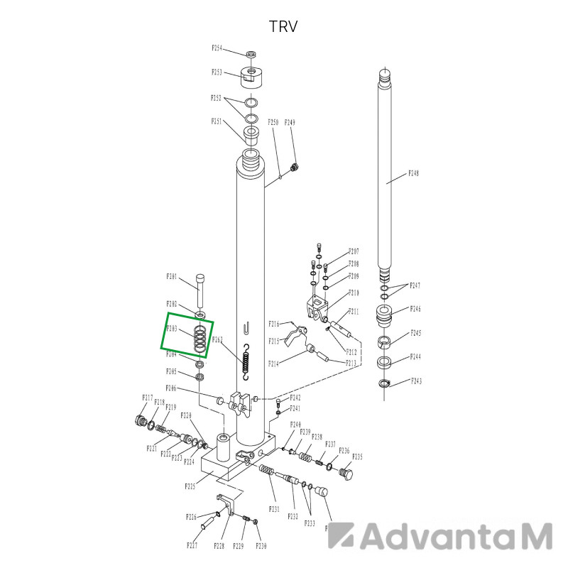 Пружина возвратная малого цилиндра гидроузла для TRV  - 1