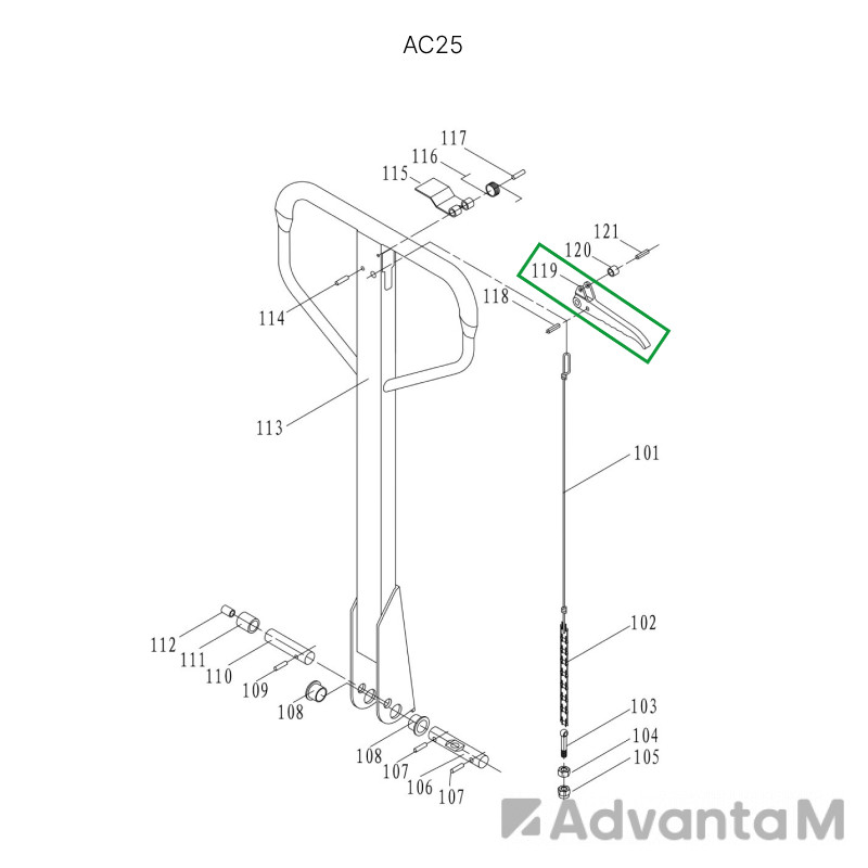 Рычаг управления режимом работы для гидравлических тележек AC25  - 1