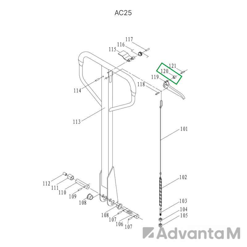Ролик рычага управления режимом работы для гидравлических тележек AC25  - 1