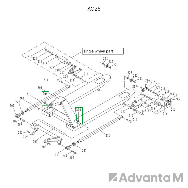 Стопорное кольцо оси углового рычага для гидравлических тележек AC25  - 1